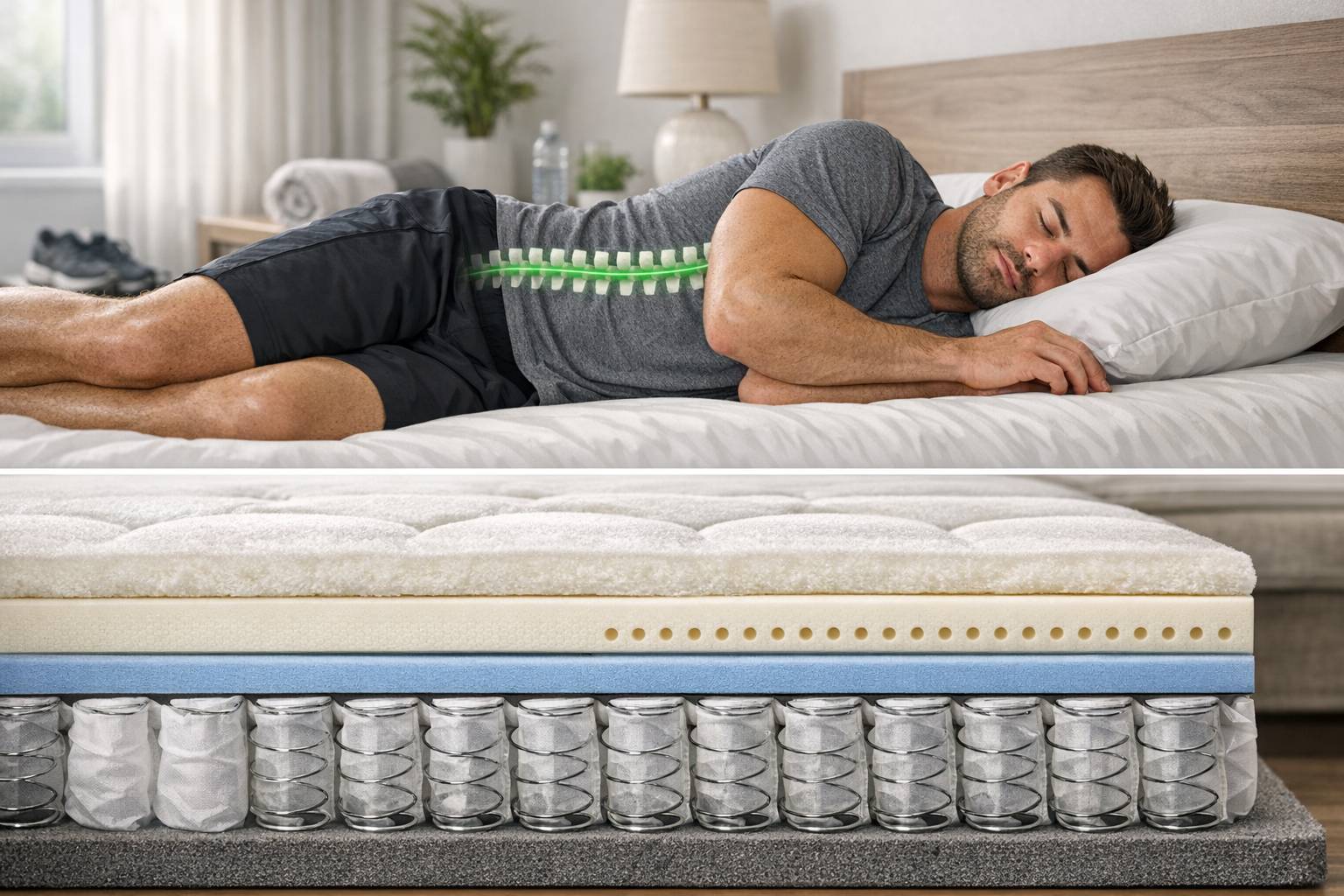 Cómo elegir el mejor colchón para deportistas: firmeza, materiales y posiciones para recuperarte mejor